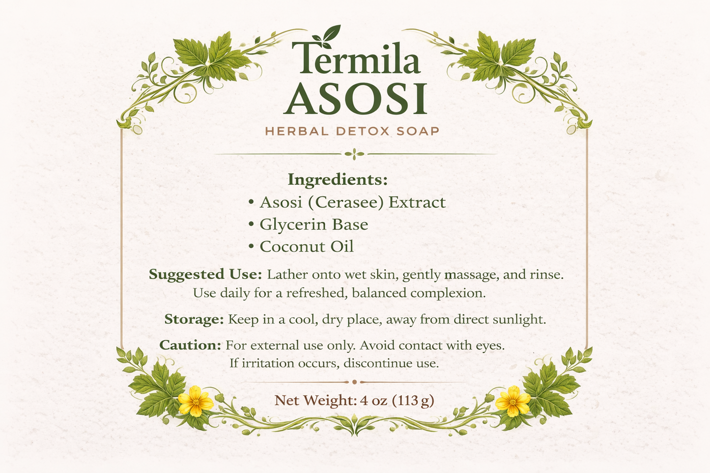 Asosi Cerasee Herbal Soap – Detoxifying & Cleansing Bar for Clear, Balanced Skin | Termila